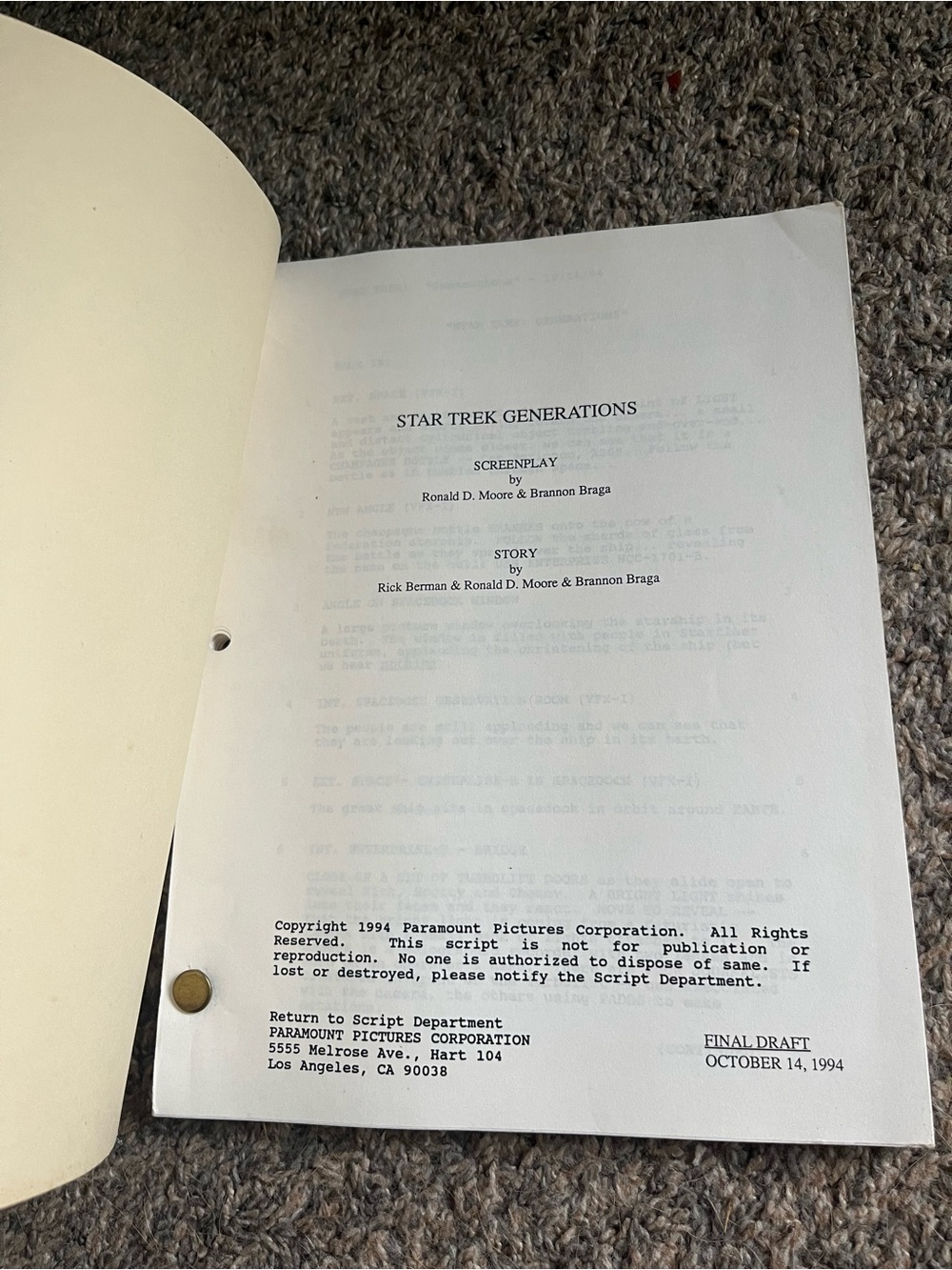Movie Scripts Star Trek Generations - Picture 2 of 2